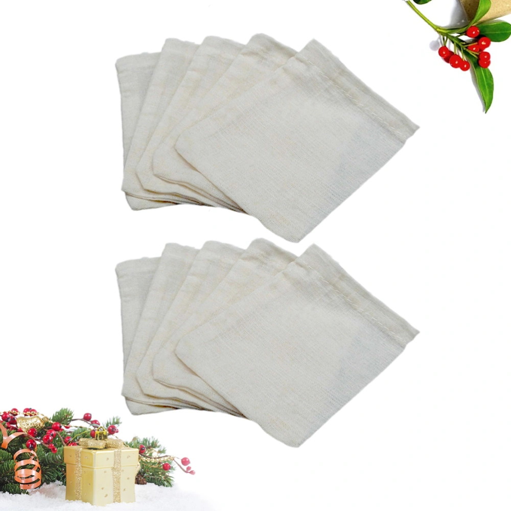 20PCS Cotton Cloth Tea Bags Drawstring Filter Empty Bag for Loose Leaf Tea Herbs - 10x15cm (White)