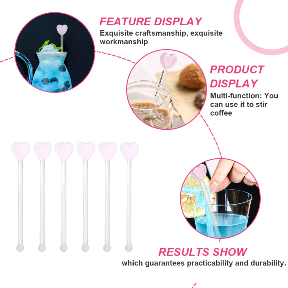 6Pcs Transparent Glass Stirring Sticks Decorative Cocktail Wine Stirrers Wine Decors