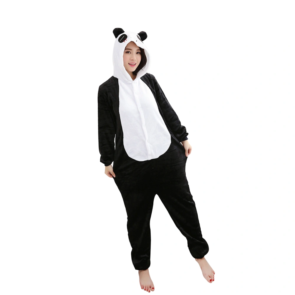 Unisex Flannel Cartoon Adult Sleepsuit Costume Cosplay Lounge Wear Pajamas Panda - Size S