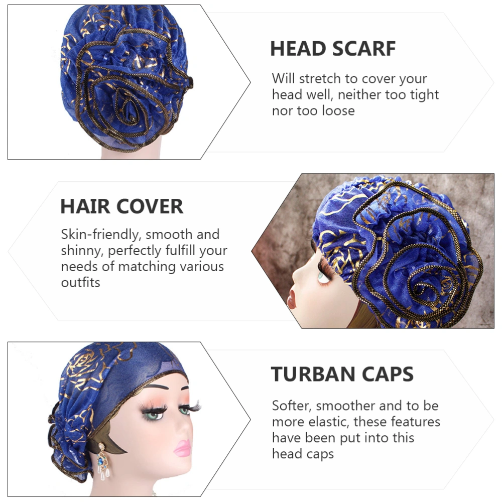 Sleeping Hat Rose Printed Hair Cover Sleeping Elastic Sleep Caps Turban Hats