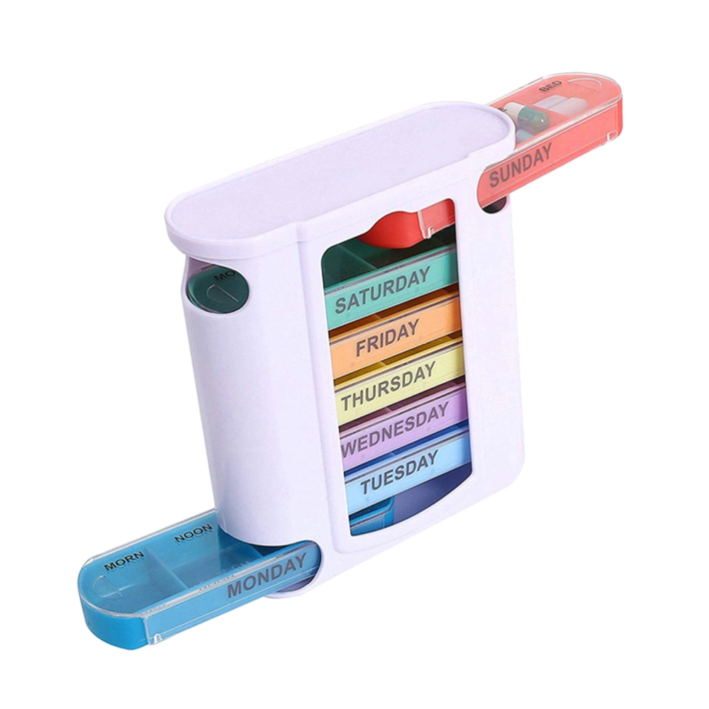 1Pc Plastic Weekly Pill Box Portable Drawer Type Pill Case 28-Grids Medicine Case