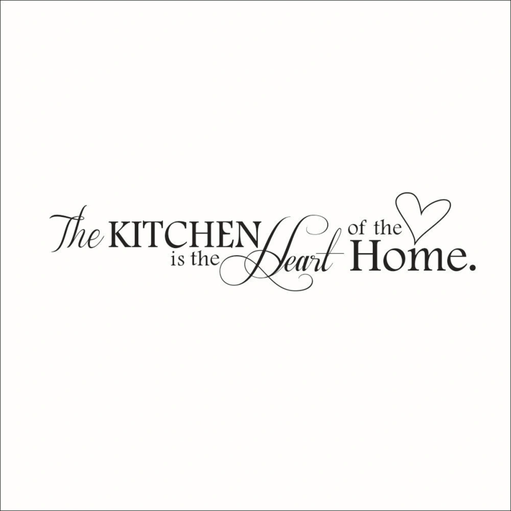 Novelty The Kitchen Is The Heart Of The Home English Quote DIY Removable Vinyl Wall Decal Sticker Kitchen Decoration