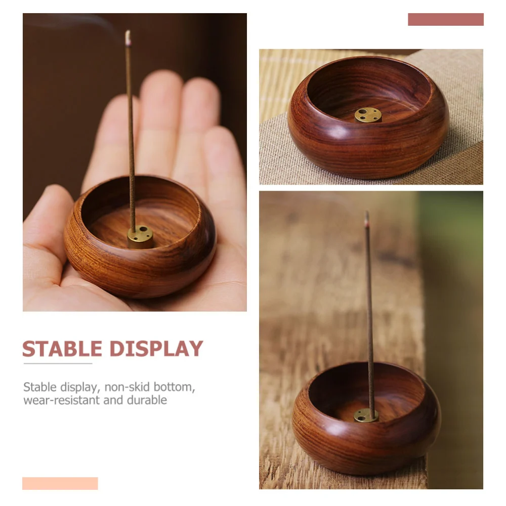 Incense Stick Tray Exquisite Wooden Censer Bowl Shape Incense Burner Desktop Decor