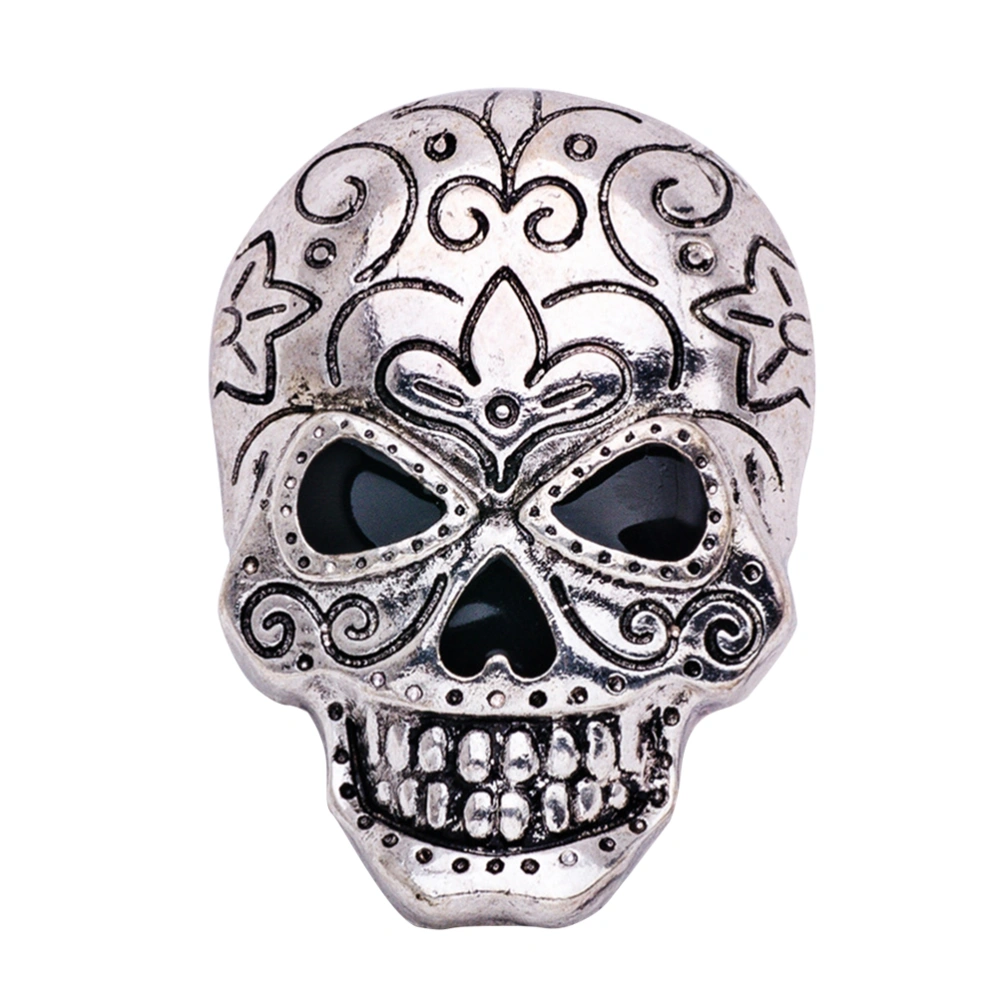 4.6x3.1cm Halloween Skull Shaped Brooch Alloy Horrifying Brooch for Scarf Banquet Decoration Jewelry Gift (Silver)