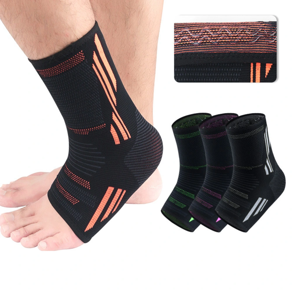 2PCS Fashion Sports Ankle Protector Knitted Ankle Care Sleeve for Exercising Running Fitness Basketball (Black and Orange Size XL)