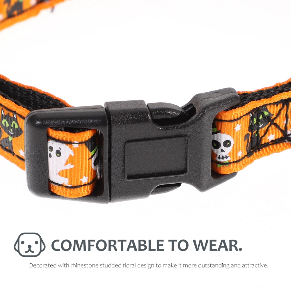 2pcs Halloween Festival Pet Collars Adjustable Nylon Leash Lovely Necklace