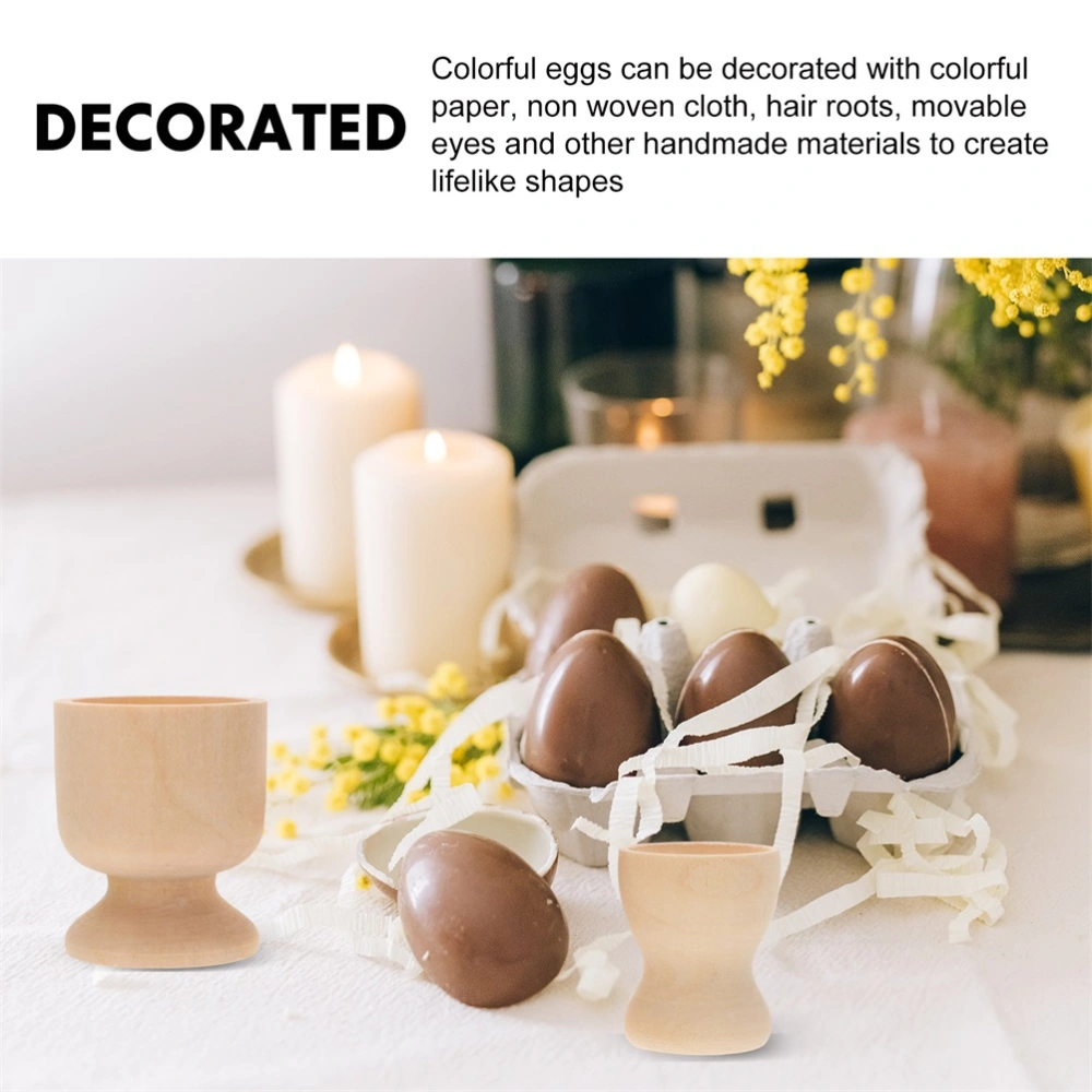 6Pcs DIY Wood Egg Cups Unfinished Wine Cup Shaped Egg Stands Easter Home Adornments