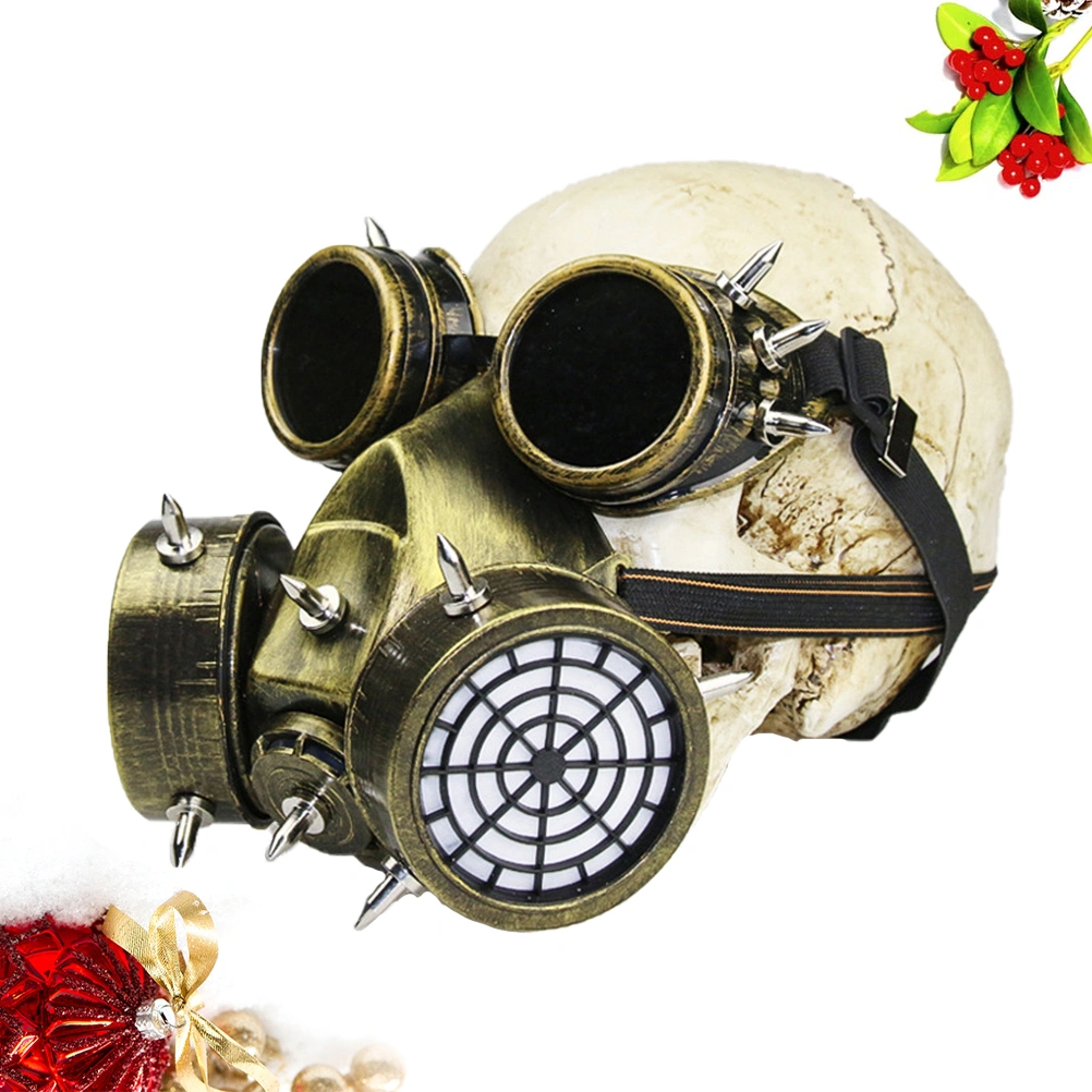 1pc Halloween Gas Mask Cosplay Costume Steampunk Dress Up Party Masquerade Gas Mask Halloween Supplies (Golden)