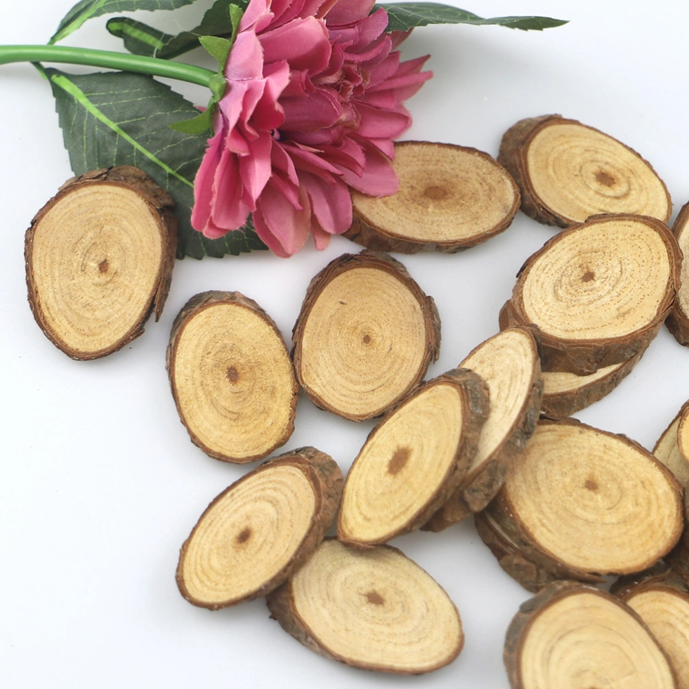 25pcs 6cm Oval Blank Wooden Slices DIY Unpainted Cutouts Embellishments Wood Ornament Craft Accessories