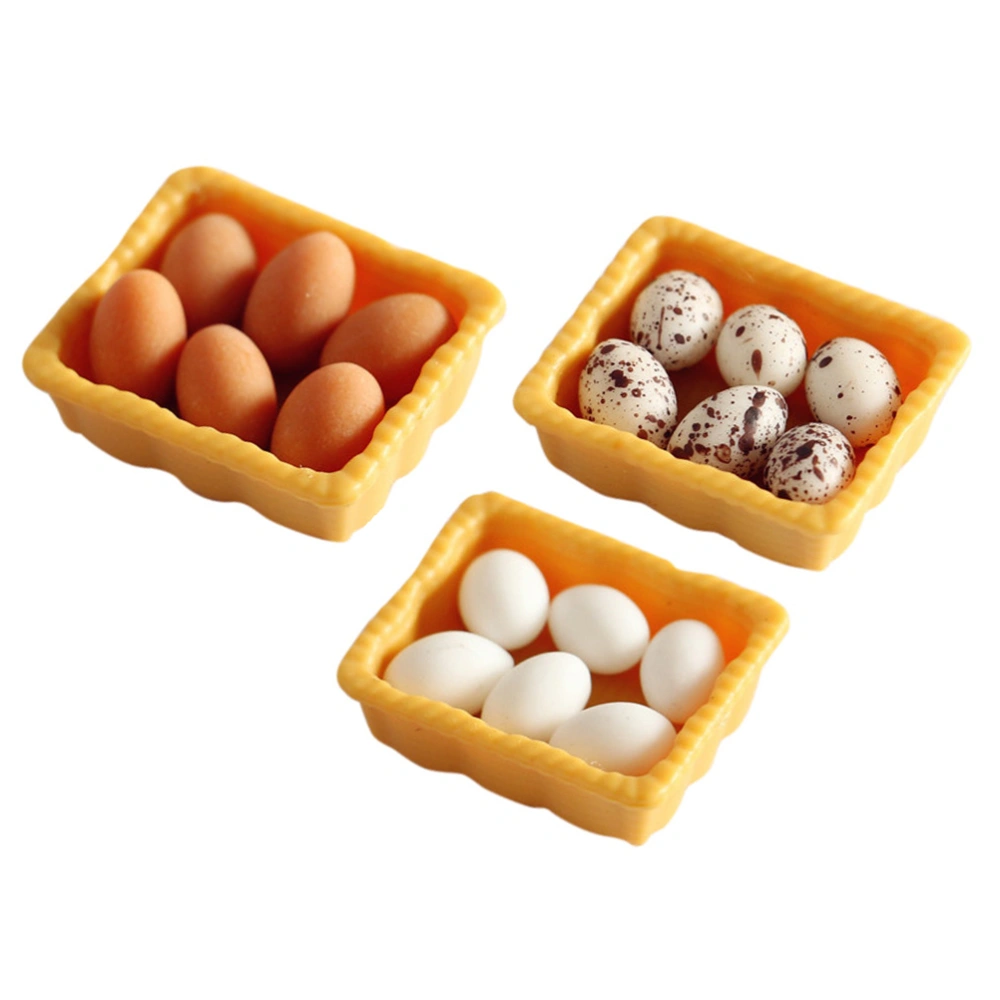 3 Sets of Mini House Egg Ornaments Box Egg Sets for Playing House Ornaments