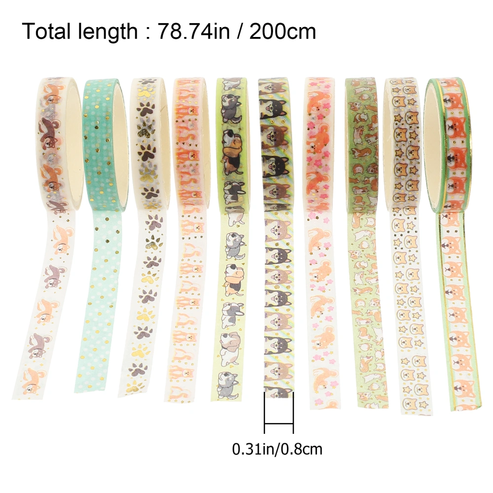 10 Rolls Pet Dog and Cat Pattern Washi Paper Tapes Scrapbooking Diary Decorative Stickers