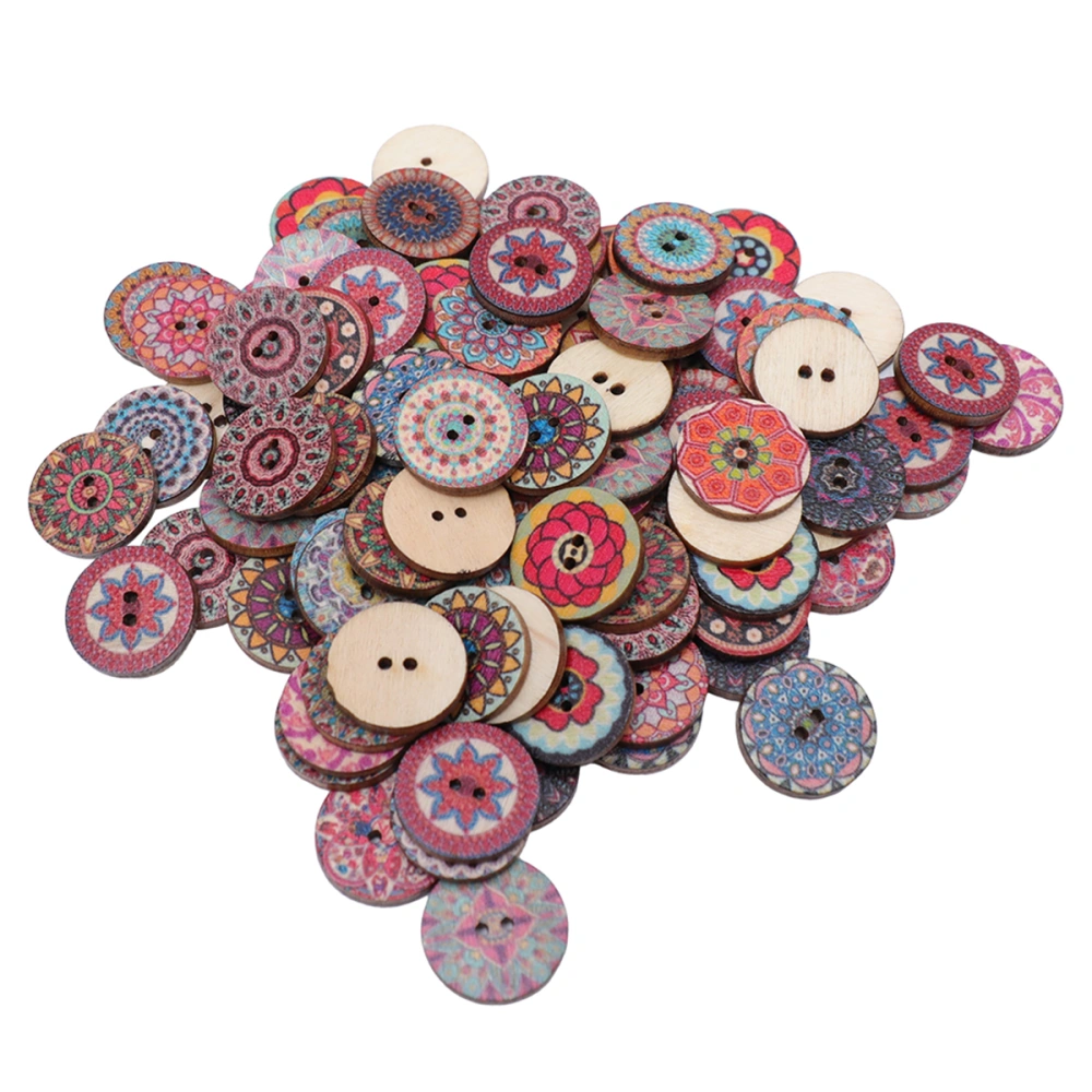 200pcs in 2 Bags Vintage Painted Wooden Buttons Children Doll Clothing Decorative Buttons Mini Delicate Button