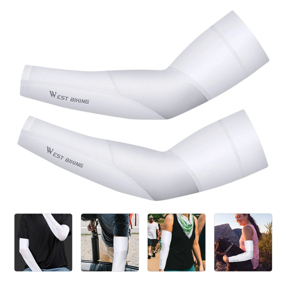 1 Pair of Unisex Arm Sleeves Ice Silk Arm Covers Sunscreen Arm Protectors for Outdoor