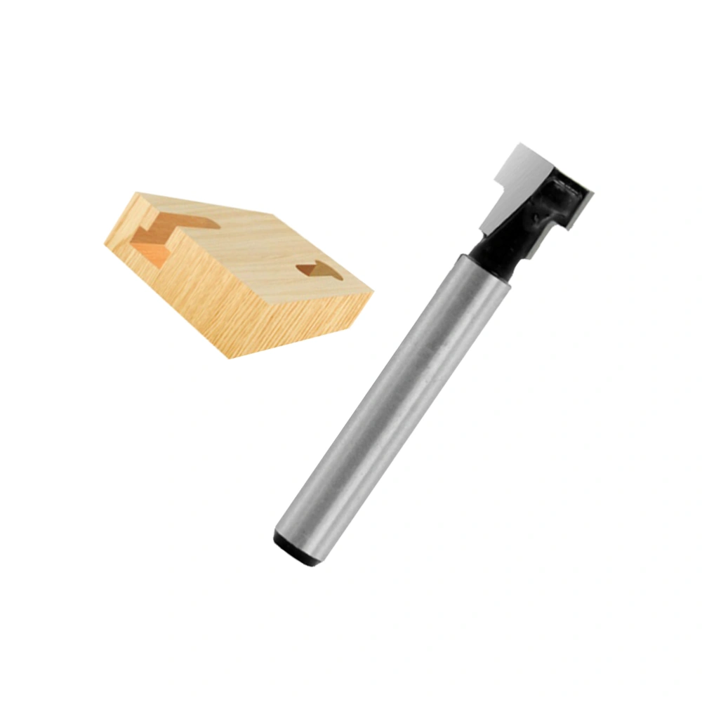 T Type Cleaning Bottom Router Bit 1/4 x 3/8 Wood Milling Cutter Woodworking Tool (Silver)