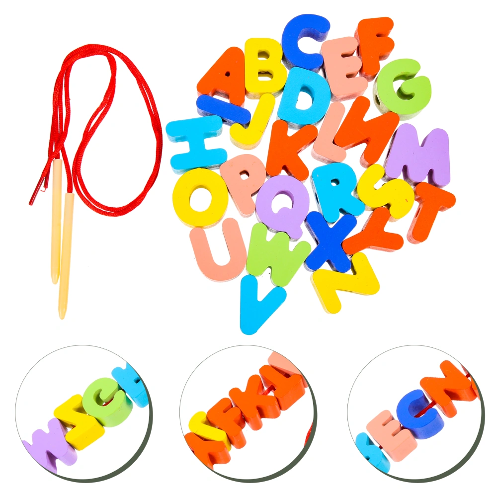 1 Set of Letters Blocks Beaded Toy Cartoon Letters Blocks Threading Toy Educational Toy