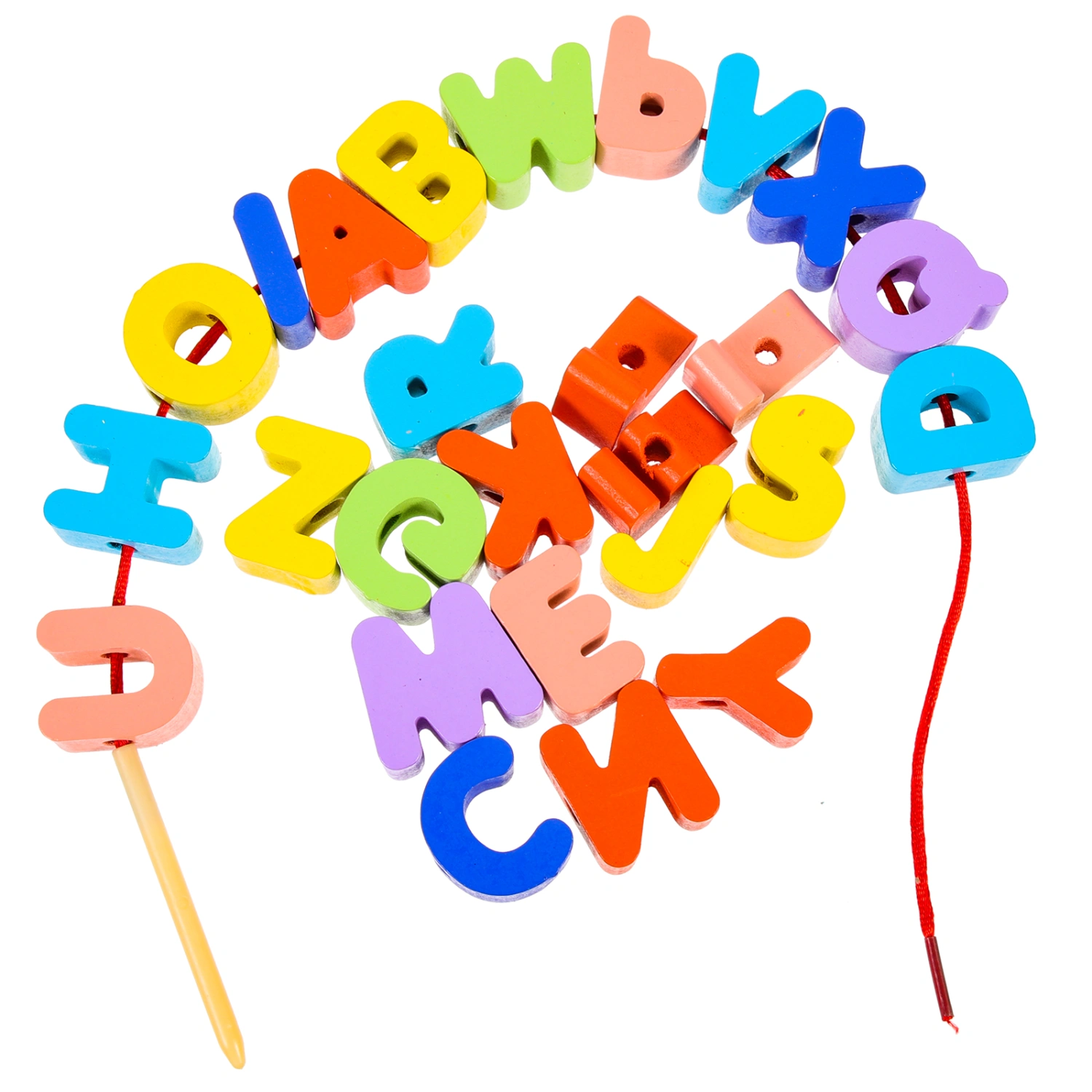 1 Set of Letters Blocks Beaded Toy Cartoon Letters Blocks Threading Toy Educational Toy