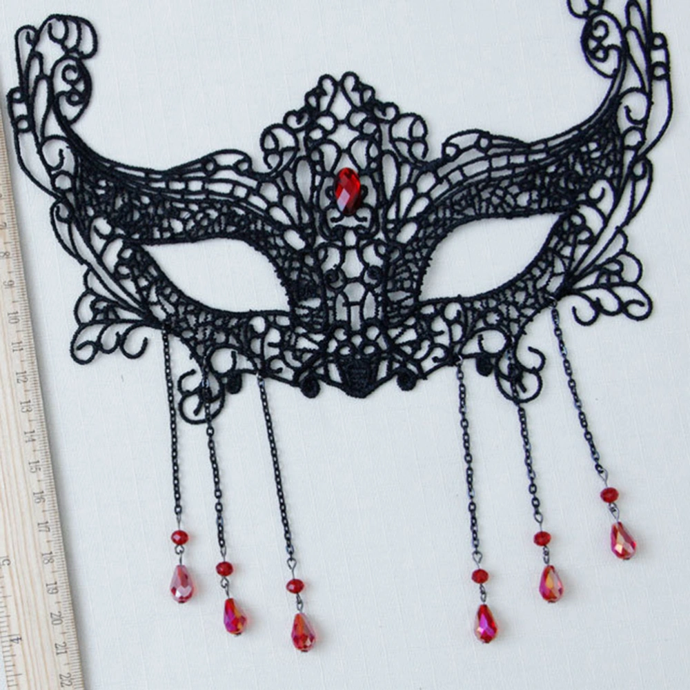 Sexy Women Masquerade Party Mask Lace Half Face Mask with Crystal Pendant for Halloween Night Club Adults