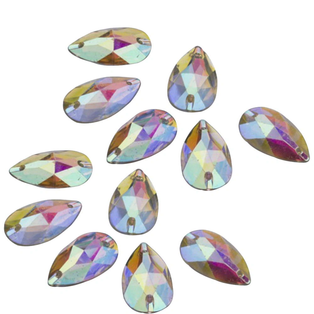 100PCS Teardrop Shape Flat Back Resin Rhinestones DIY Resin Crystals for Costume Scrapbooking Decoration - 10.5x18mm