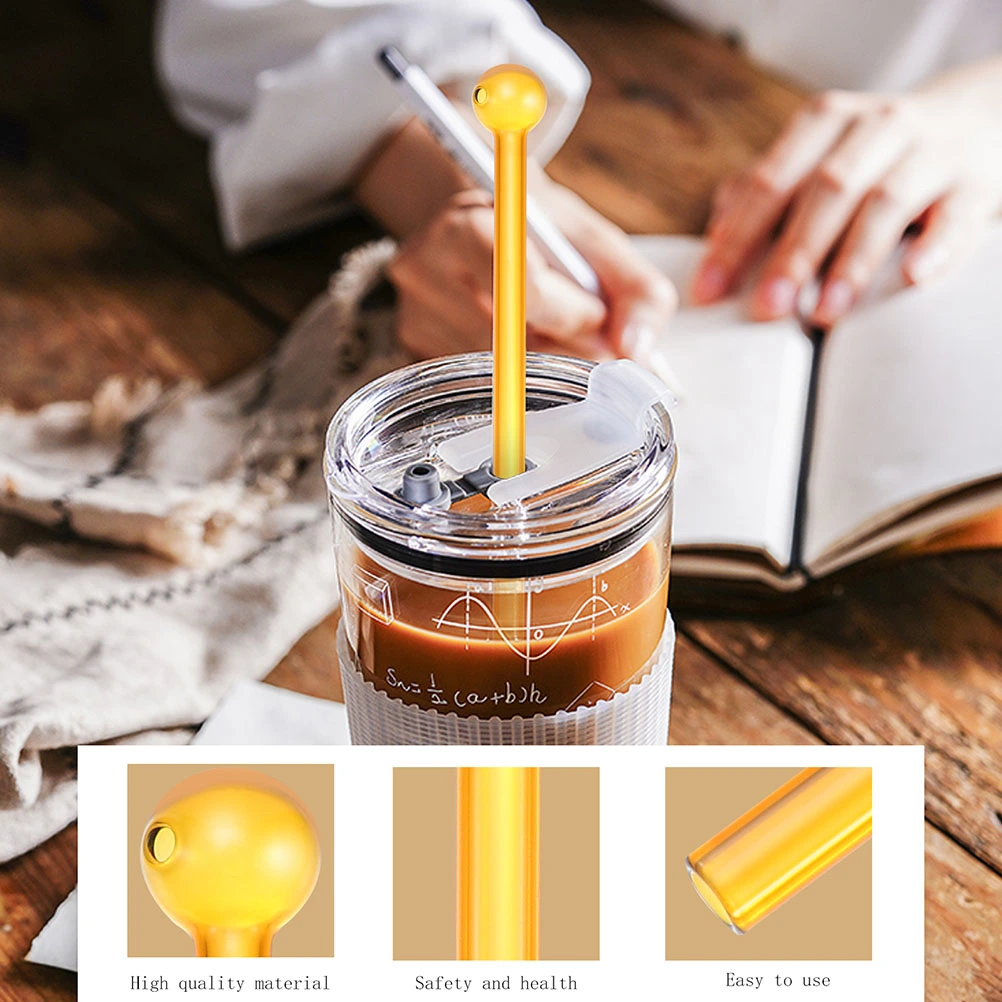 4Pcs Glass Straws Household Glass Straws Colored Beverage Straws Milk Tea Straws
