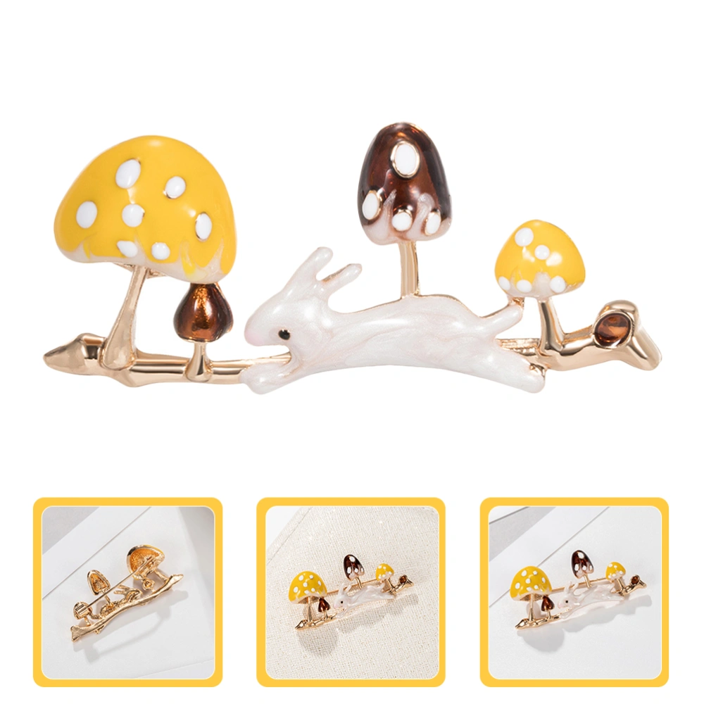 Women Brooch Running Rabbit Mushroom Brooch Pin Lovely Breastpin Clothing Ornament