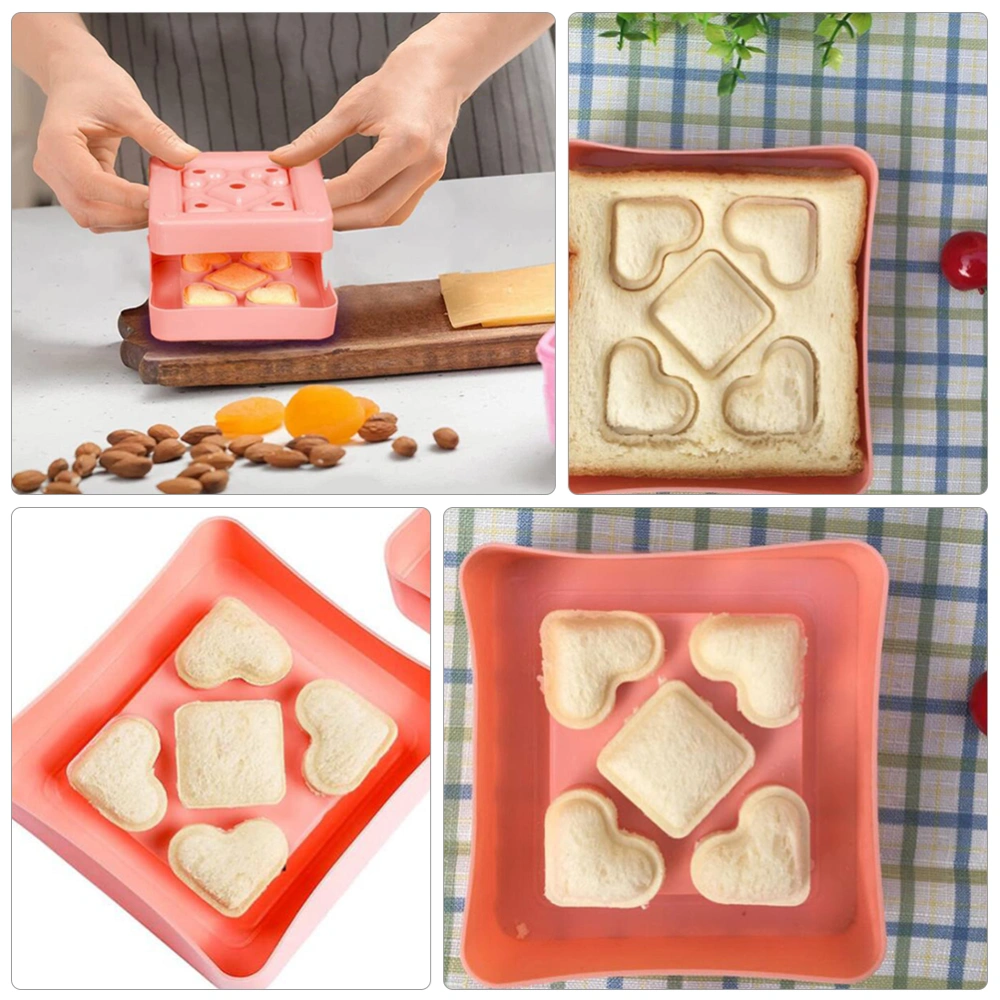 2Pcs Plastic Mini Sandwich Making Molds Heart Shaped Sandwich Molds (Pink)