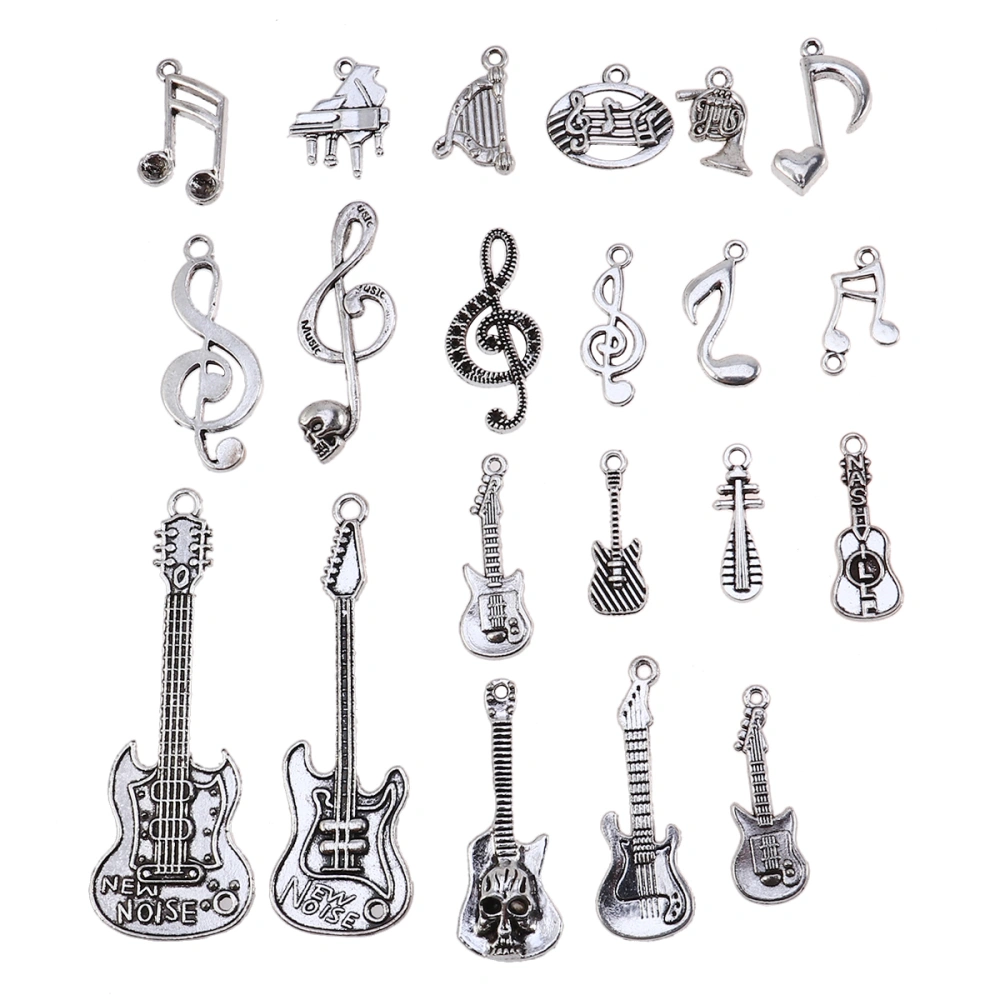 3 Packs Music Note Guitar Hanging Pendant Mixed Instrument Charms DIY Making Accessories for Necklace Bracelet Earrings (Antique Silver)