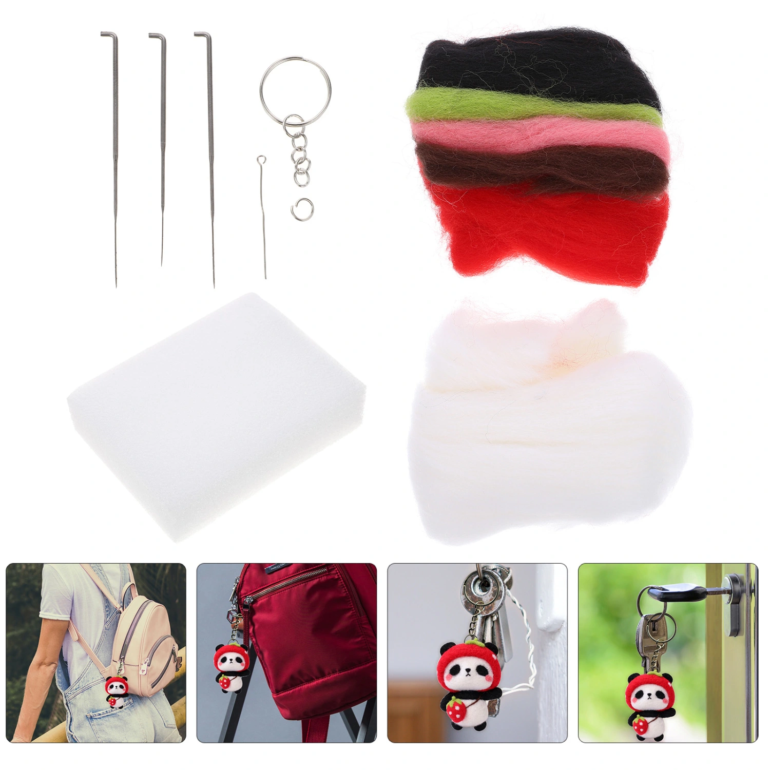 1 Set Panda Needle Felting Kits Wool Needle Felting Beginners Kit Wool Felt Toy