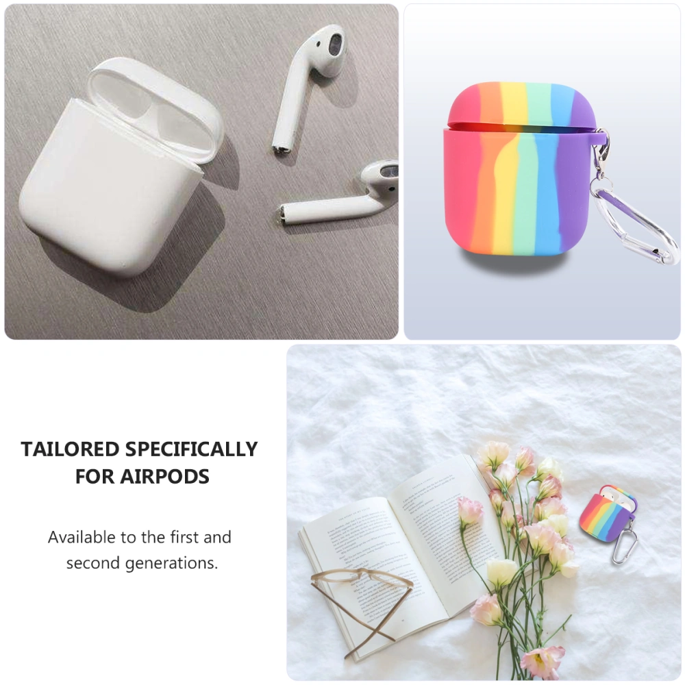 Rainbow Pattern Earphone Protective Case Wireless Headphone Shell Silicone Headset Case Compatible for AirPods 1/2