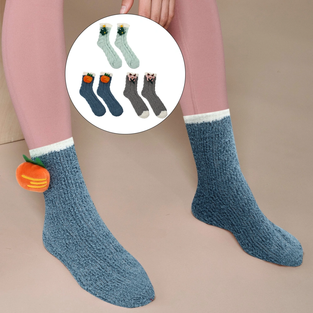 3 Pairs Girls Socks Women Polyester Socks Autumn Winter Warm Socks Lovely Socks