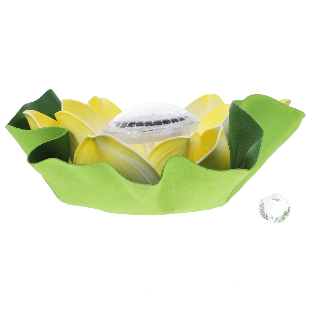 Solar Powered Floating Lotus Flower LED Light Waterproof for Pool Pond Garden Outdoor (Colorful Light Yellow）