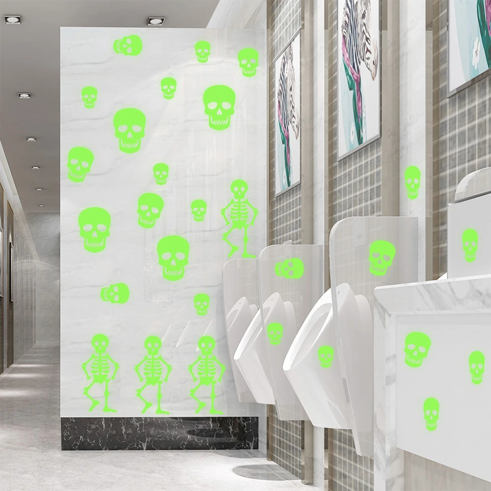 4pcs Delicate Wallpaper Creative Wall Sticker Funny Sticker Glow Skull Wall Stickers for Halloween Home Party Bar