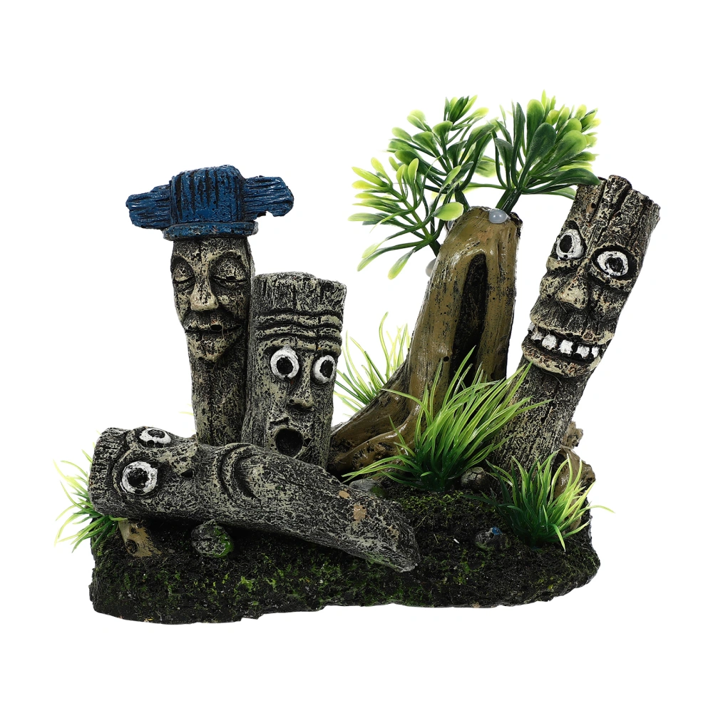 1Pc Aquarium Moai Statues Fish Tank Landscaping Decoration Resin Craft Ornament