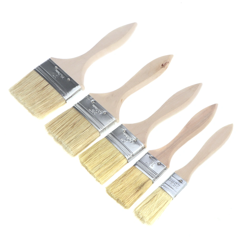 1 Set 15pcs Paint Brushes with Wooden Handle Bristle Brushes for Wall and Furniture Paint (The Original Wood Color)