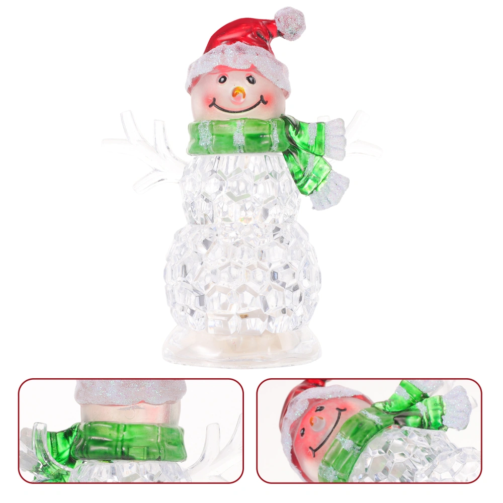 Christmas Snowman Night Light Night Lamp Desktop Adornment Clear LED Lamp Gift for Home Party (Red Hat)