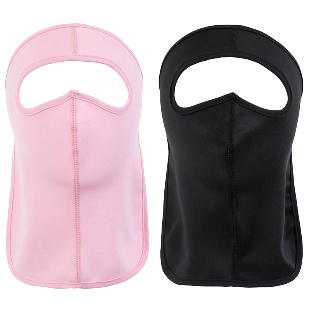 2PCS Sunscreen Neck Guard Windproof Dustproof Head Scarf Breathable Ice Silk Cotton Facial Mask Outdoor Sports Face Guard Full Anti-uv Protective Mask for Summer Women Wearing (Black+Pink)