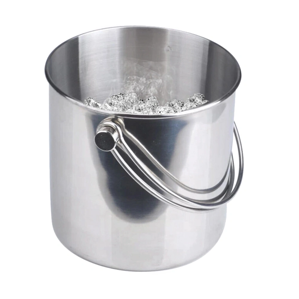 Premium Stainless Steel Ice Bucket with Strainer and Tong Beer Wine Champagne Cooler (2L)