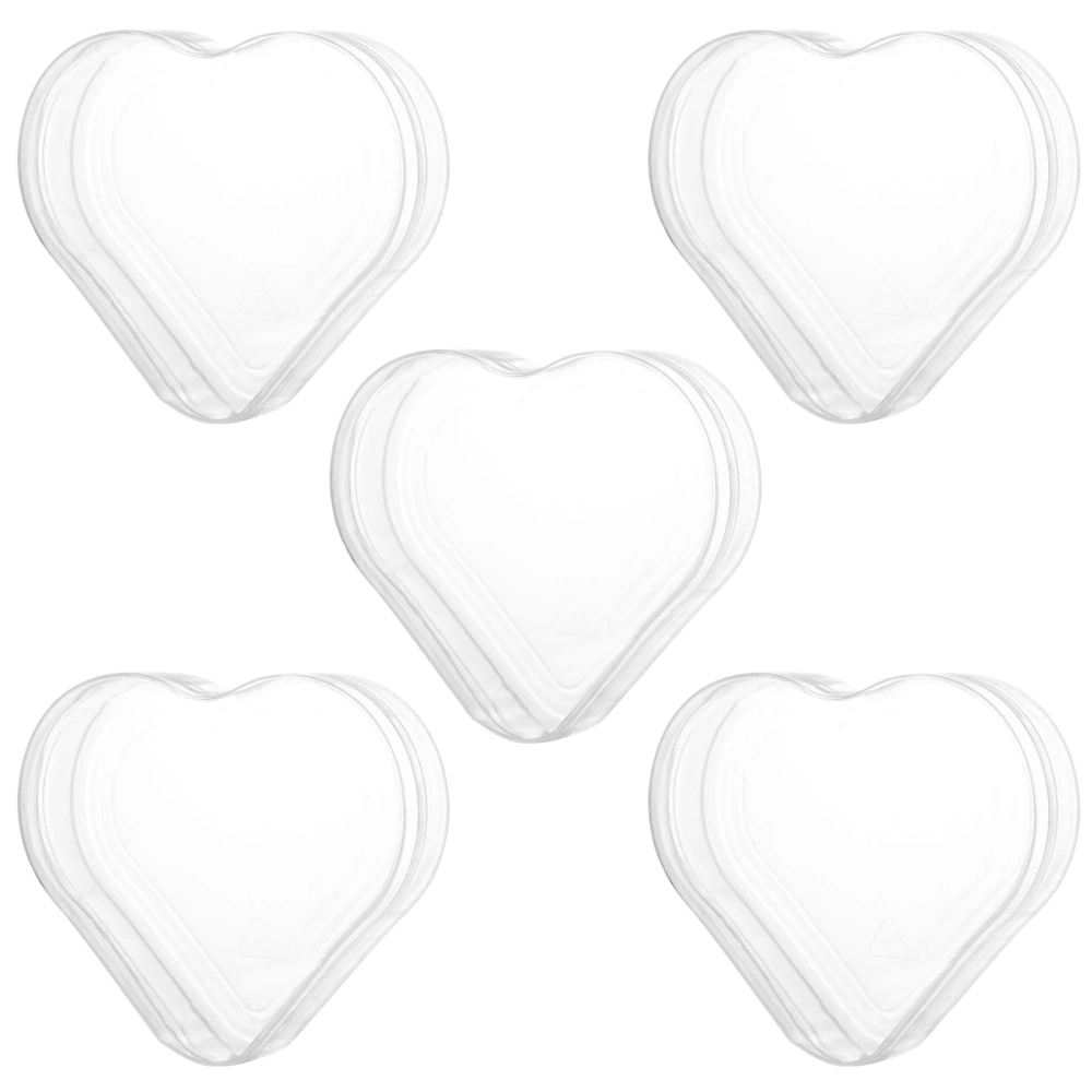 5pcs Transparent Heart-shape Storage Box Jewelry Ring Cosmetic Storage Container for Women Girls Daily Storage