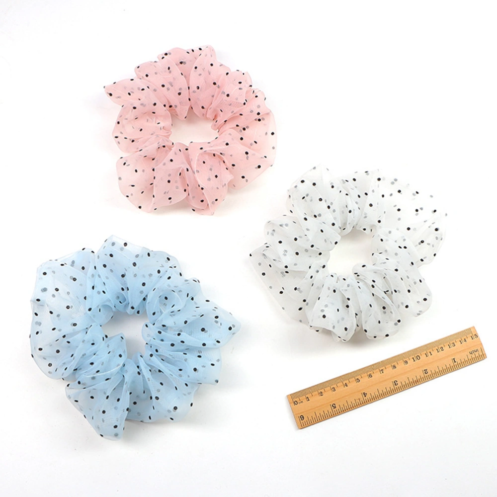 6pcs Dot Pattern Hair Scrunchies Hair Rings Hair Rope Girl Hair Ties Creative Ear Hair Accessories Ponytail Holders for Women Lady (6 Colors)