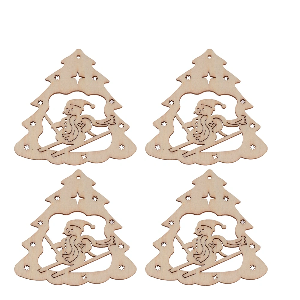 10pcs Snowman Ckristmas Tree Wooden Discs Wood Cutout Slices For Patchwork DIY Crafting Decor Christmas Wooden Ornaments Christmas Tree Pendants Hanging Decorations Wood Tags