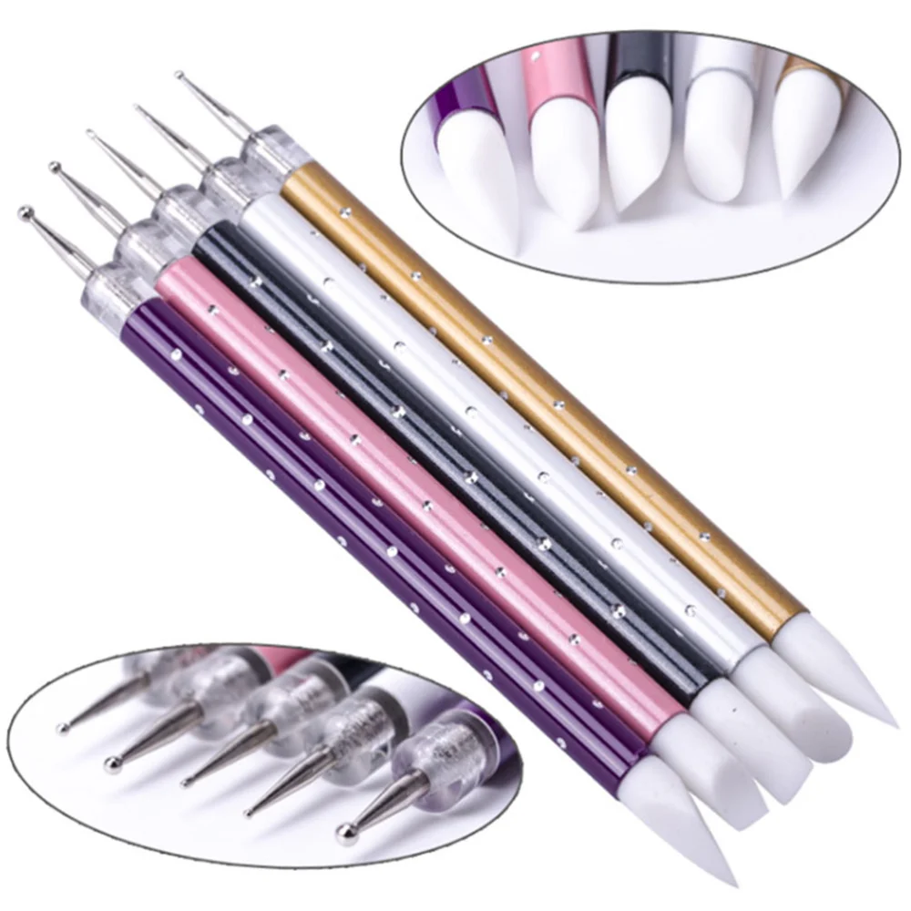 Nail Art Pen Engraving Embossing Glue Head Manicure Pen Nail Art Supplies for Home Store (Assorted Color)