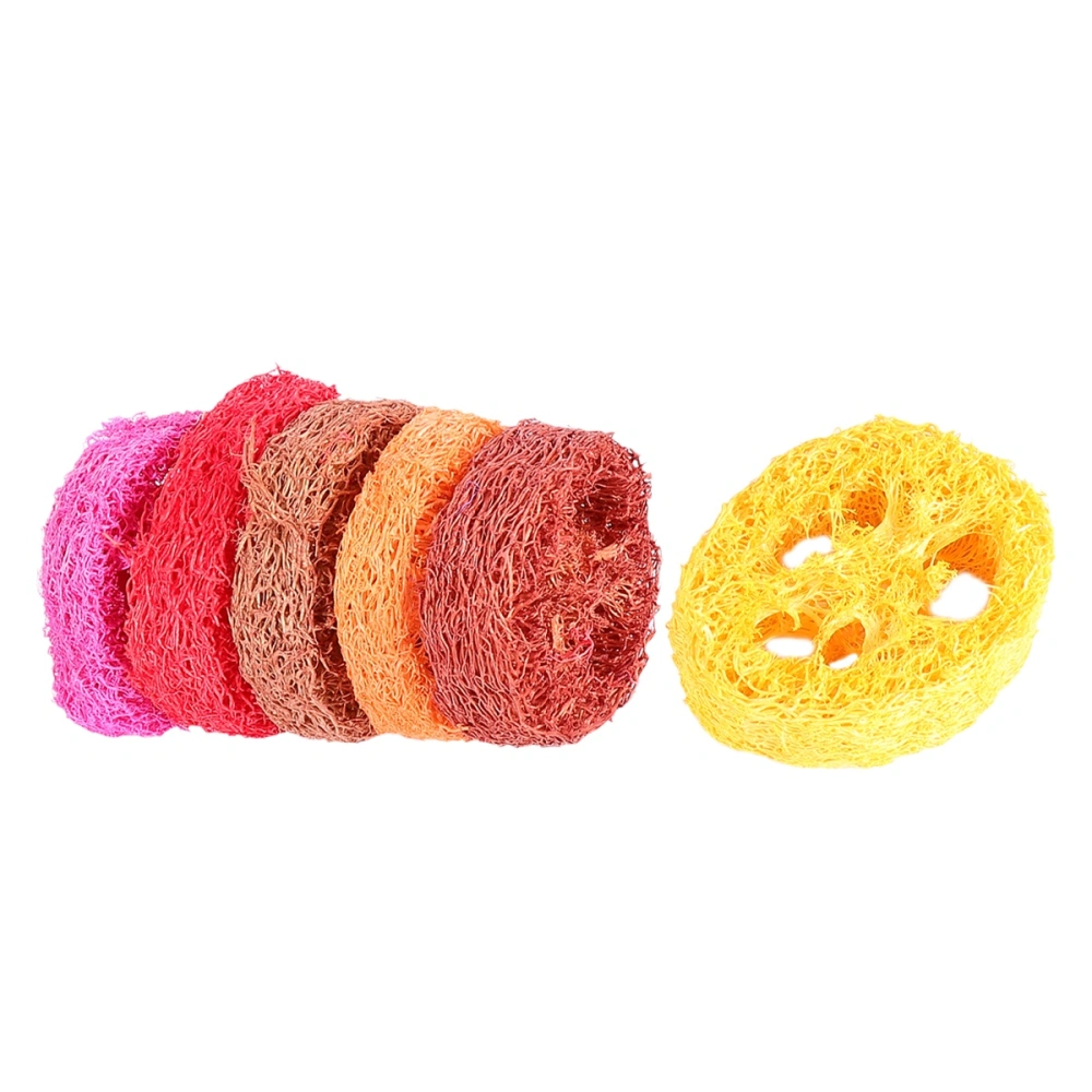 6 Pcs Hamster Loofah Lotus Root Slice Shaped Pet Toy Healthy Molars Toy Oral Care Tools Safe Biting Chewing Plaything for Hamster Rabbit (Medium Size, Random Color)