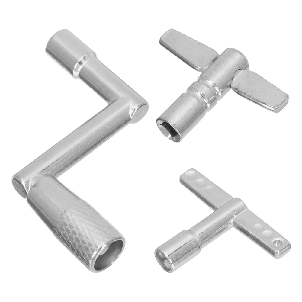 3Pcs Drum Keys Drum Tuning Keys Drum Set Adjustment Wrenches Repairing Tools Silver