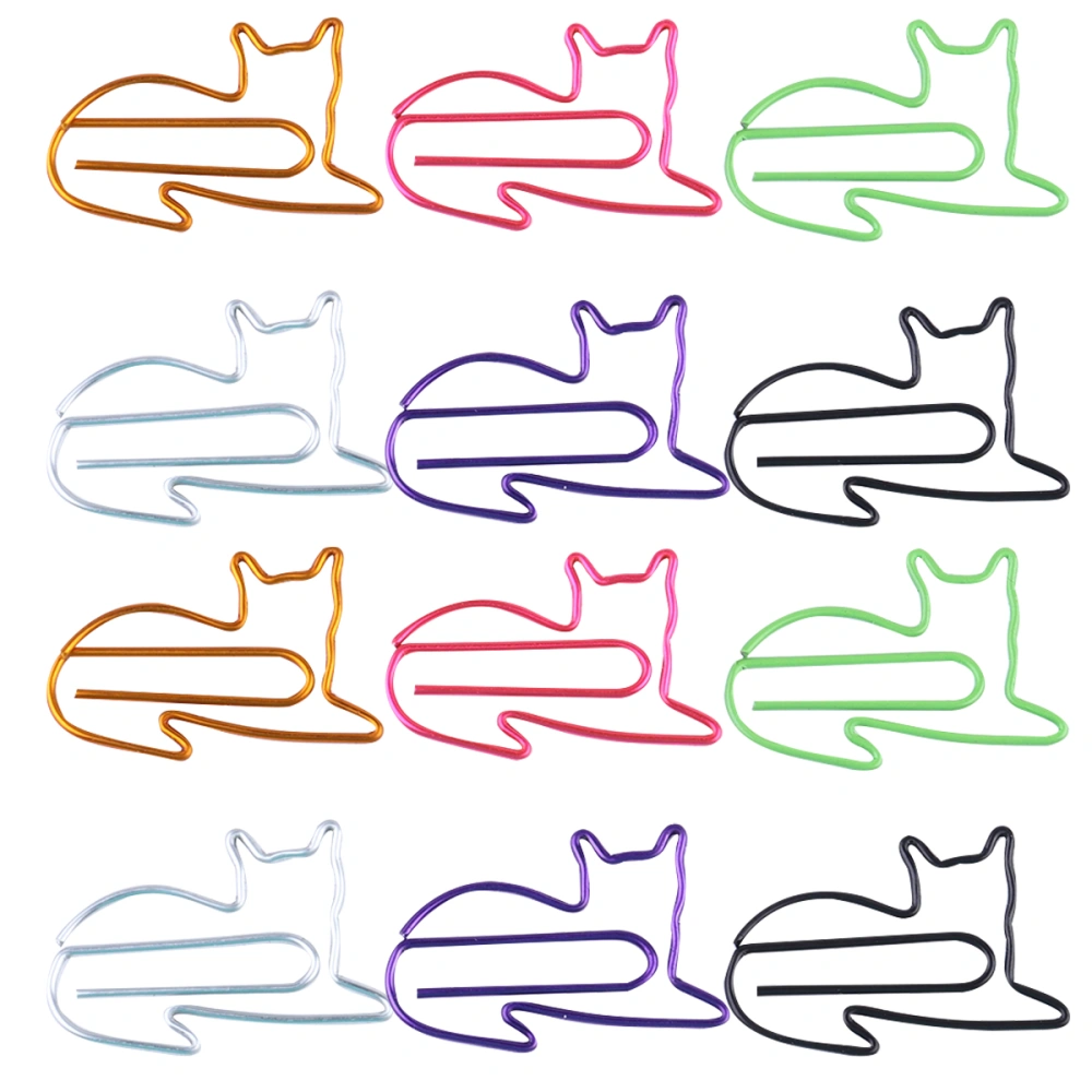 120pcs Paper Clips Funny Metal Cat Shape Paperclips Bookmarks Notebook Planner Clips (Assorted Color)