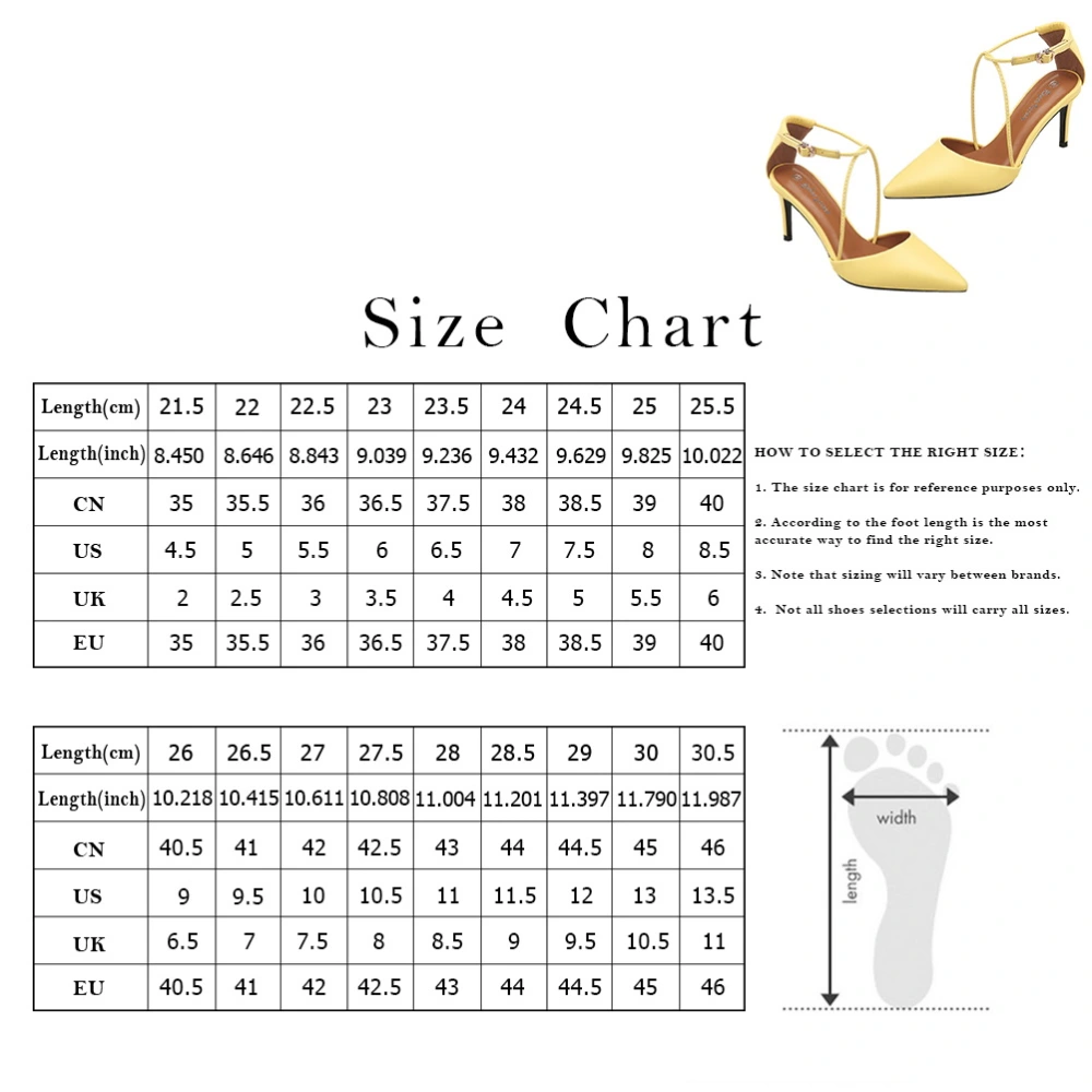 1 Pair Spring Summer High Heels High-heeled Single Shoes Hollow Cusp High Heel Shoes Buckle Strap Female Footwear for Woman (Yellow Size 38 7US,4.5UK, 38EU,9.432Inch)