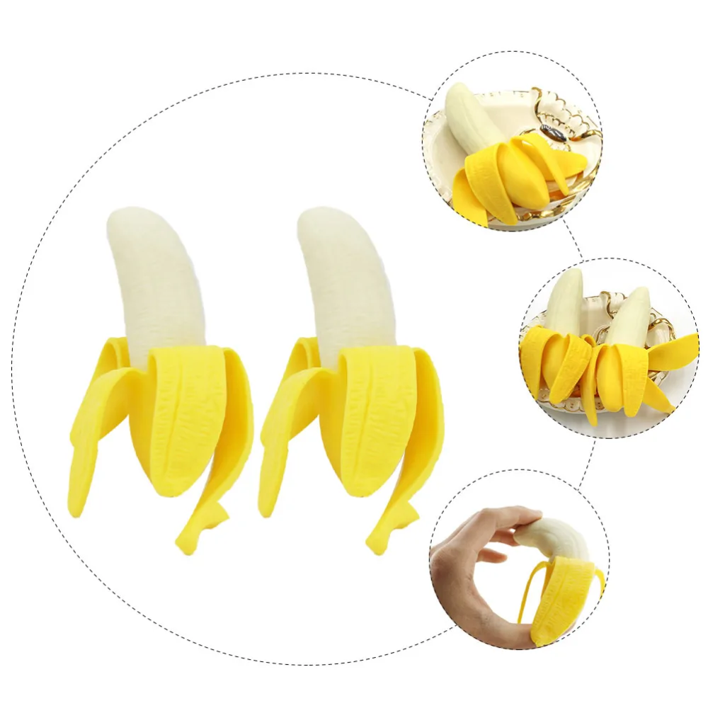 2Pcs Creative Peeled Banana Squeeze Toys Funny Decompression Toys Kids Toys