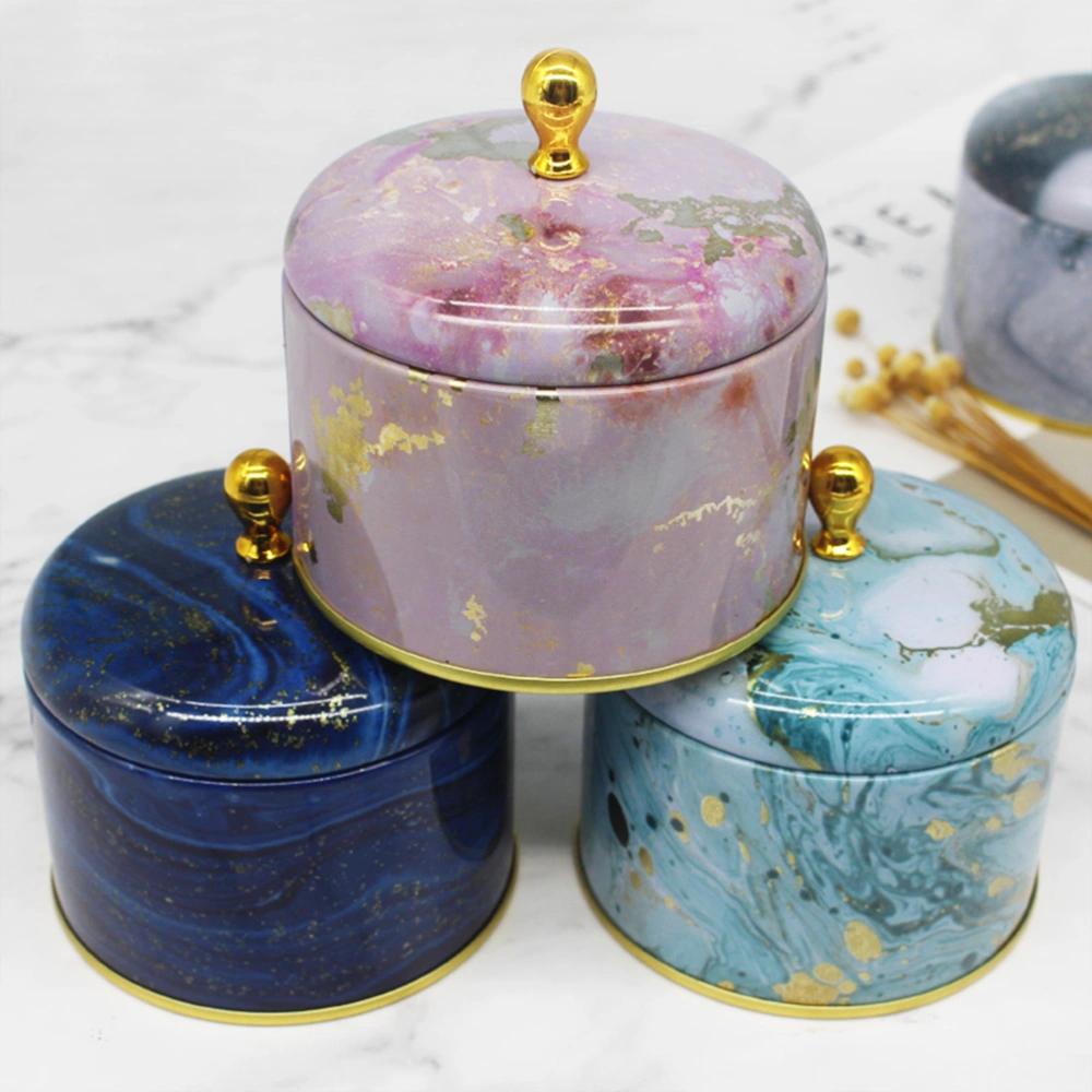 4pcs Tin Jewelry Box Retro Round Storage Jar Creative Sugar Box for Storage Candle Jewelry Candies (Mixed Color)