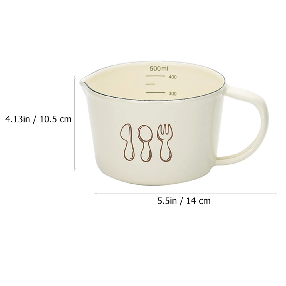 1pc Enamel Measuring Cup Household Heat-resistant Baking Tool Milk Tea Cup