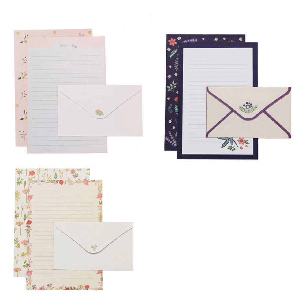 6 Sets of Letter Papers Simple Colorful Beautiful Flower Printing Letter Papers