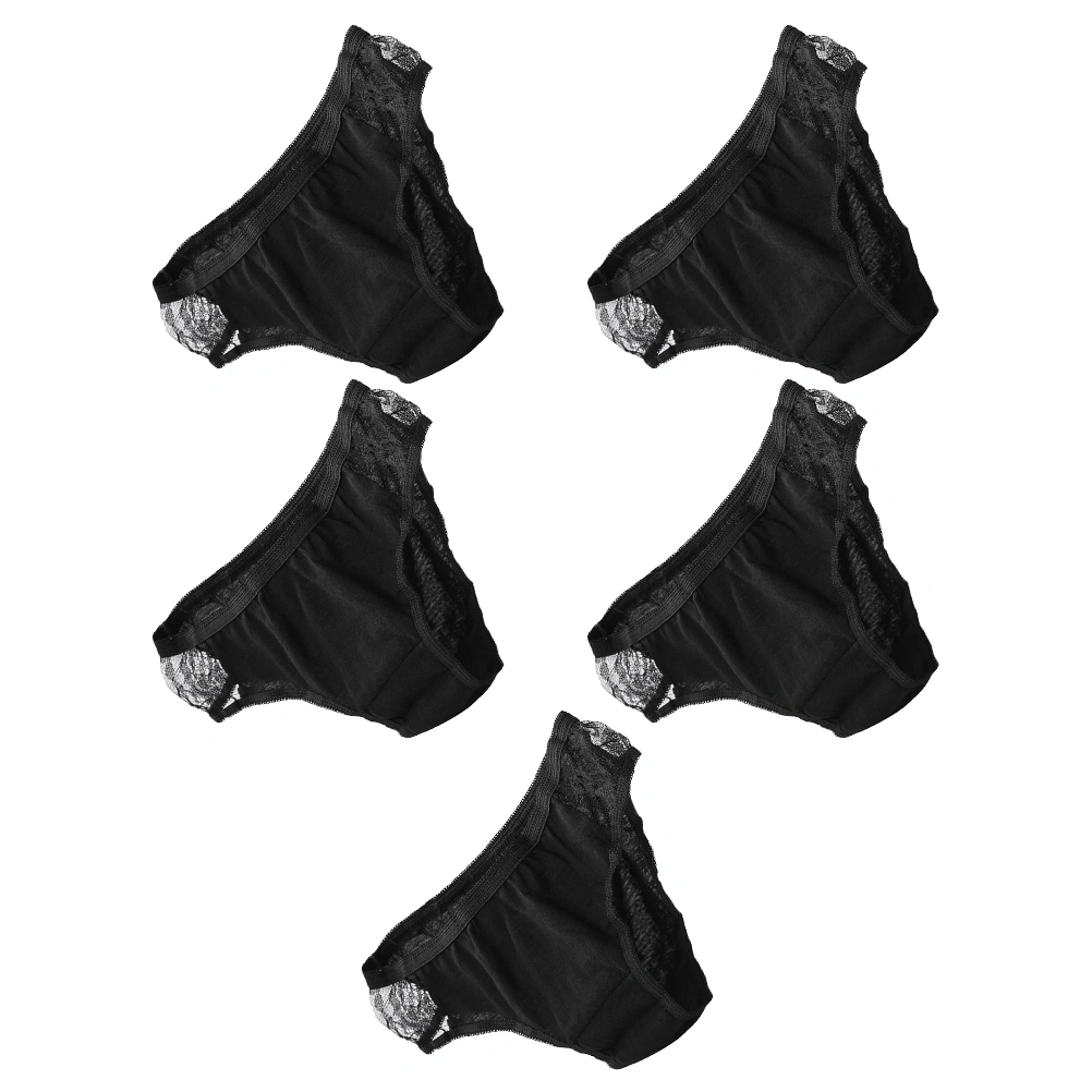 5pcs Women Comfortable Triangle Pants Breathable Underpants Cotton Underpants (Black)