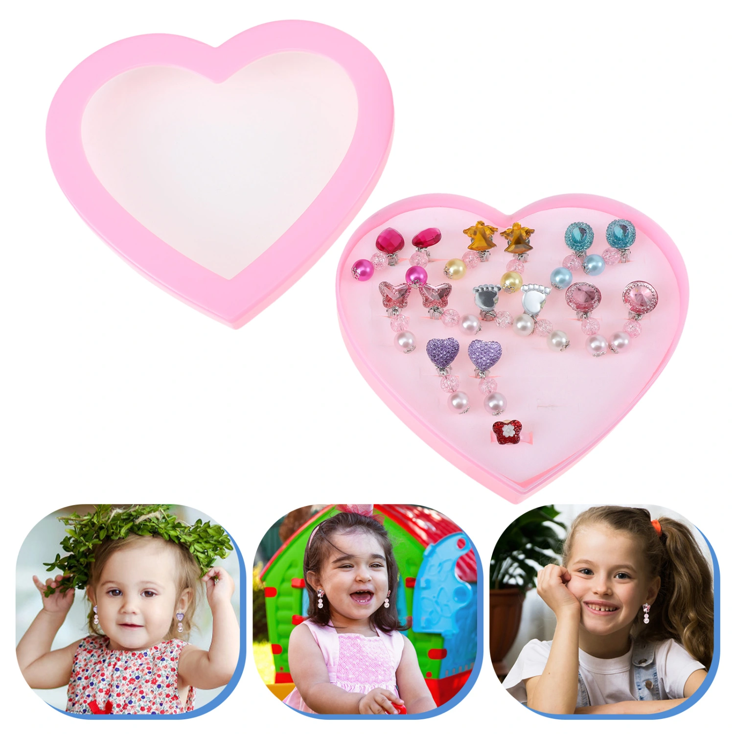 1 Set Girls Clip-on Earrings Kids Earrings Jewelry Set Girl Party Favors